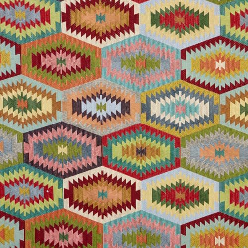 Kt KILOtela - Polsterstoff, Jacquard, Gobelin, recycelt, für Stühle, Kissen, Sofa, verschleißfest, Nähen, 100 cm Länge x 280 cm Breite, geometrisches Tacuspac, mehrfarbig, 1 Meter Kt KILOtela - Polsterstoff, Jacquard, Gobelin, recycelt, für Stühle, Kissen, Sofa, verschleißfest, Nähen, 100 cm Länge x 280 cm Breite, geometrisches Tacuspac, mehrfarbig, 1 Meter von Kt KILOtela