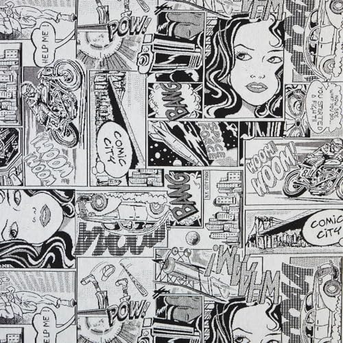 Kt KILOtela - Polsterstoff, Jacquard Gobelin, Stuhlbezug, Kissen, Kopfteil, Sofa, Taschen, verschleißfest, Breite 280 cm, Länge wählbar 50 in 50 cm, Comic, Weiß, Schwarz Kt KILOtela - Polsterstoff, Jacquard Gobelin, Stuhlbezug, Kissen, Kopfteil, Sofa, Taschen, verschleißfest, Breite 280 cm, Länge wählbar 50 in 50 cm, Comic, Weiß, Schwarz von Kt KILOtela