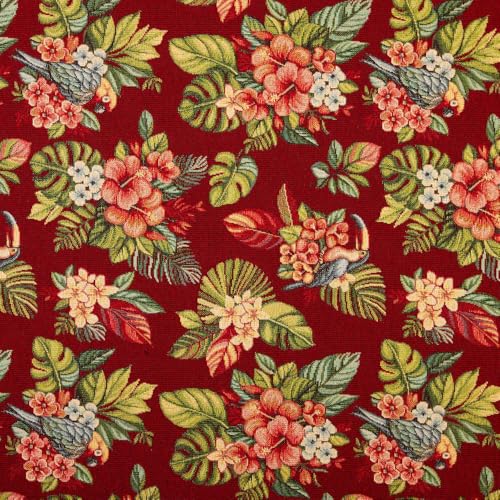 Kt KILOtela - Polsterstoff, Jacquard Gobelin, Stuhlbezug, Kissen, Kopfteil, Sofa, Taschen, verschleißfest, Breite 280 cm, Länge zur Auswahl 50 in 50 cm, Papageien, Granatrot Kt KILOtela - Polsterstoff, Jacquard Gobelin, Stuhlbezug, Kissen, Kopfteil, Sofa, Taschen, verschleißfest, Breite 280 cm, Länge zur Auswahl 50 in 50 cm, Papageien, Granatrot von Kt KILOtela