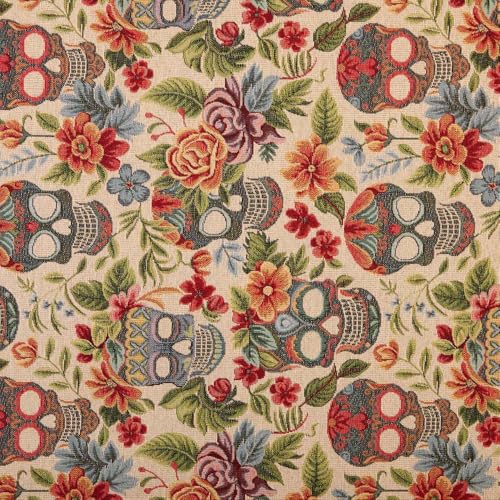 Kt KILOtela - Polsterstoff, Jacquard Gobelin, Stuhlbezug, Kissen, Kopfteil, Sofa, Taschen, verschleißfest, Nähen, 100 cm Länge x 280 cm Breite, Schädel, Beige, 1 Meter Kt KILOtela - Polsterstoff, Jacquard Gobelin, Stuhlbezug, Kissen, Kopfteil, Sofa, Taschen, verschleißfest, Nähen, 100 cm Länge x 280 cm Breite, Schädel, Beige, 1 Meter von Kt KILOtela