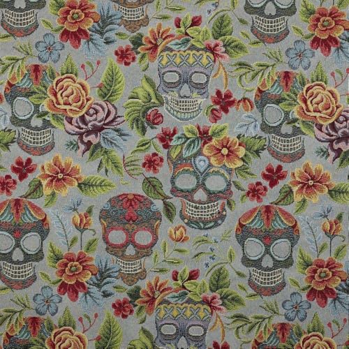 Kt KILOtela - Polsterstoff, Jacquard Gobelin, Stuhlbezug, Kissen, Kopfteil, Sofa, Taschen, verschleißfest, Nähen, 100 cm Länge x 280 cm Breite, Totenköpfe, Catrinas, Grau, Blau, 1 Meter Kt KILOtela - Polsterstoff, Jacquard Gobelin, Stuhlbezug, Kissen, Kopfteil, Sofa, Taschen, verschleißfest, Nähen, 100 cm Länge x 280 cm Breite, Totenköpfe, Catrinas, Grau, Blau, 1 Meter von Kt KILOtela