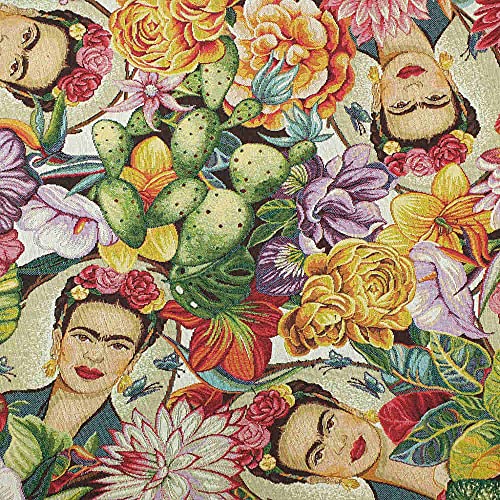 Kt KILOtela - Polsterstoff, Möbelstoff, Jacquard Gobelin, Dekostoff, Modische Accessoires, Tischdecke, Vorhang, Dekoartikel, 100 cm Länge x 280 cm Breite, Tropisches Frida, Mehrfarbig, 1 Meter von Kt KILOtela