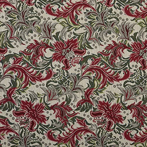 Kt KILOtela - Polsterstoff - Dekostoff - Gobelin Jacquard - 280 cm Breite - Meterware ab 0,5 m - Preis Gilt für 0,5 m | Damast - Rot, Grün, Beige von Kt KILOtela