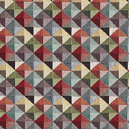 Kt KILOtela - Polsterstoff - Dekostoff - Gobelin Jacquard - 280 cm Breite - Meterware ab 0,5 m - Preis Gilt für 0,5 m | Dreiecke, Klein - Rot, Grün, Gelb, Grau, Schwarz von Kt KILOtela