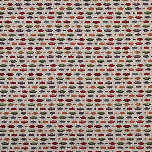 Kt KILOtela - Polsterstoff - Dekostoff - Gobelin Jacquard - 280 cm Breite - Meterware ab 0,5 m - Preis Gilt für 0,5 m | Ellipsen - Rot, Orange, Grün, Blau, Beige von Kt KILOtela