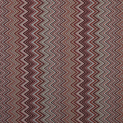 Kt KILOtela - Polsterstoff - Dekostoff - Gobelin Jacquard - Stück: 100 cm Länge x 280 cm Breite | Zickzack - Granat, blau, braun ─ 1 Metre von Kt KILOtela