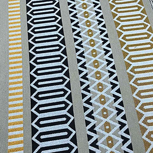 Kt KILOtela - Polsterstoff Meterware - Jacquard Stoff - Breite 280 cm - Länge wählbar 50 in 50 cm | Geometrische Bordüre vertikale Streifen - Senfgelb, Schwarz, Beige Kt KILOtela - Polsterstoff Meterware - Jacquard Stoff - Breite 280 cm - Länge wählbar 50 in 50 cm | Geometrische Bordüre vertikale Streifen - Senfgelb, Schwarz, Beige von Kt KILOtela