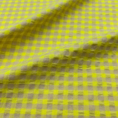 Kt KILOtela Seersucker-Stoff, BCI-Baumwolle, recyceltes Polyester, Hemdkleidung, Vichy-Karo, Neongelb, Länge wählbar von 50 in 50 cm Kt KILOtela Seersucker-Stoff, BCI-Baumwolle, recyceltes Polyester, Hemdkleidung, Vichy-Karo, Neongelb, Länge wählbar von 50 in 50 cm von Kt KILOtela