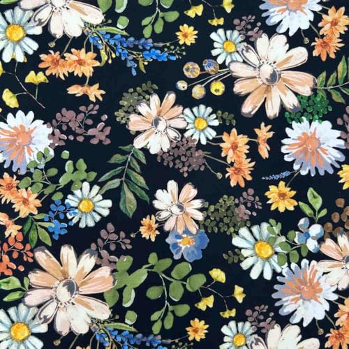 Kt KILOtela - Viskose-Stoff, Digitaldruck, Postindustrieller Abfall, modisch, Hemd, Bluse, fließender Fall, Blumenmuster, mehrfarbig, Schwarz, 270 x 140 cm, 39566 Kt KILOtela - Viskose-Stoff, Digitaldruck, Postindustrieller Abfall, modisch, Hemd, Bluse, fließender Fall, Blumenmuster, mehrfarbig, Schwarz, 270 x 140 cm, 39566 von Kt KILOtela