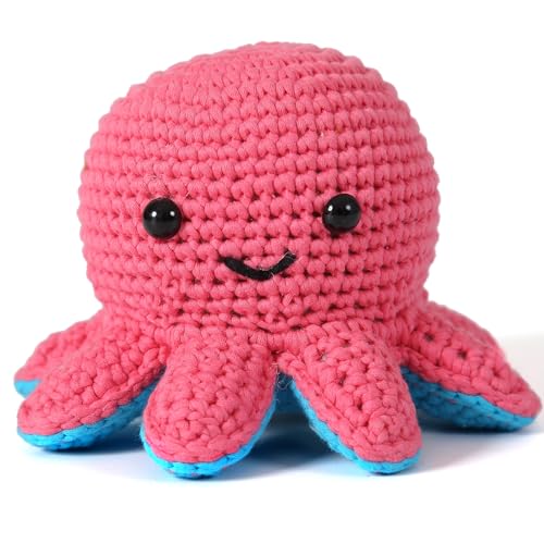 Ktmeor Häkelkit für Anfänger, Häkeltier-Kit mit Schritt-für-Schritt-Video-Tutorials, DIY-Strickzubehör, Easy Garn und 20% Extra-Übungsgarn-Cut-Tintenfisch von Ktmeor