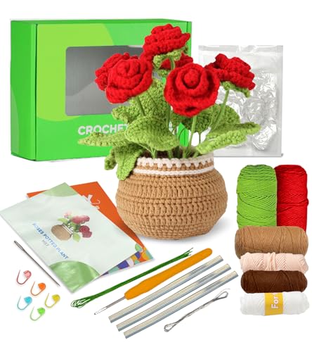Ktmeor Häkelset für Anfänger, Häkelblumen-Set, Anfänger-Häkelset mit Schritt-für-Schritt-Video-Tutorials, DIY-Strickzubehör, 40 % extra Übungsgarn, Rose Ktmeor Häkelset für Anfänger, Häkelblumen-Set, Anfänger-Häkelset mit Schritt-für-Schritt-Video-Tutorials, DIY-Strickzubehör, 40 % extra Übungsgarn, Rose von Ktmeor