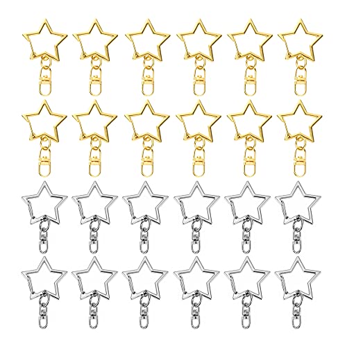 24 Stück Schwenker Schlüsselring, Karabinerhaken Hummer Verschluss, Karabiner Schlüsselanhänger Mit Schlüsselring, Karabiner Haken Mit Schlüsselringenn, für DIY, Rucksack, Nähprojekte, Kunsthandwerk von Ktnyl
