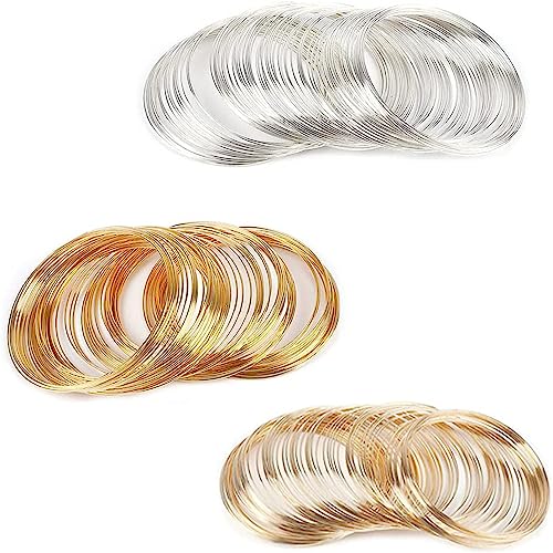 Ktnyl 300 Loops Metalldraht für Schmuckherstellung, Stahldraht, Speicherstahldraht, zur Herstellung von Armbändern, Schmuckherstellung (Silber, Gold, Roségold) von Ktnyl