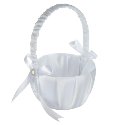 Hochzeitskorb, Blumenkorb Hochzeit, Blumenkörbchen Hochzeit, Körbchen Mit Henkel, Weißer Korb für Blumenmädchen, Satin Blume Korb für Blumenmädchen, Geeignet für Hochzeitsgesellschaften Hochzeitskorb, Blumenkorb Hochzeit, Blumenkörbchen Hochzeit, Körbchen Mit Henkel, Weißer Korb für Blumenmädchen, Satin Blume Korb für Blumenmädchen, Geeignet für Hochzeitsgesellschaften von Ktnyl