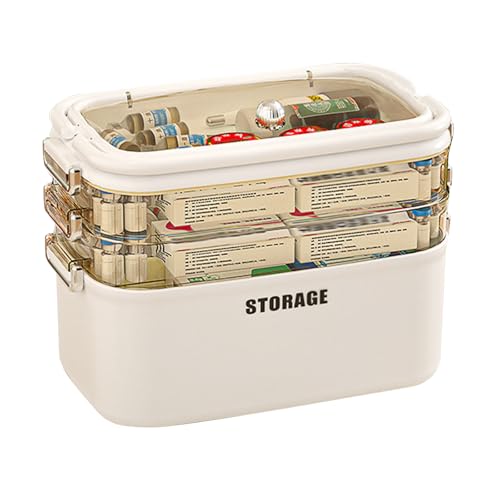 Medikamenten Aufbewahrung 4 Lagige Medikamentenbox Medizinbox, Groß Apothekenbox Medizinkoffer mit Tragegriff, Multi-Apotheken Organizer Aufbewahrungsbox Sortierbox für Schmuck Medikamente Zubehör Medikamenten Aufbewahrung 4 Lagige Medikamentenbox Medizinbox, Groß Apothekenbox Medizinkoffer mit Tragegriff, Multi-Apotheken Organizer Aufbewahrungsbox Sortierbox für Schmuck Medikamente Zubehör von Kuabiz