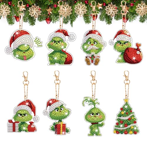Kuaikely 8 Stück DIY Weihnachten Diamant Malerei Schlüsselanhänger, 5D Diamond Painting Weihnachten Anhänger Set, Double-Sided Diamond Painting kinder, Bastelset Weihnachten Weihnachtsbaum Deko Kuaikely 8 Stück DIY Weihnachten Diamant Malerei Schlüsselanhänger, 5D Diamond Painting Weihnachten Anhänger Set, Double-Sided Diamond Painting kinder, Bastelset Weihnachten Weihnachtsbaum Deko von Kuaikely