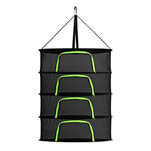 Kuashidai Trockennetz für Kräuter, 4 Ebenen, Kräutertrockner, hängendes Hydrokultur-Trockengestell, faltbares Netz-Trockengestell mit Haken, Reißverschluss-Design für Kräuter von Kuashidai