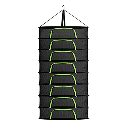 Kuashidai Trockennetz für Kräuter, 8 Ebenen, Kräutertrockner, hängendes Hydrokultur-Trockengestell, faltbares Netz-Trockengestell mit Haken, Reißverschluss-Design für Kräuter von Kuashidai