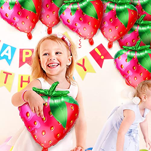 Kueohse 10 StüCk Erdbeer Ballons SüßE Erdbeer Folie Mylar Ballons für MäDchen Erdbeer Themen Geburtstag Feier Dekorationen von Kueohse