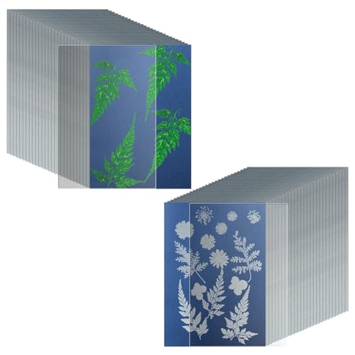 Kueohse 38 Blatt Cyanotypie-Papier A5 Sonnendruckpapier-Set mit 2 Transparenten Acrylblättern Hochempfindliches Solar-Zeichenpapier Kueohse 38 Blatt Cyanotypie-Papier A5 Sonnendruckpapier-Set mit 2 Transparenten Acrylblättern Hochempfindliches Solar-Zeichenpapier von Kueohse