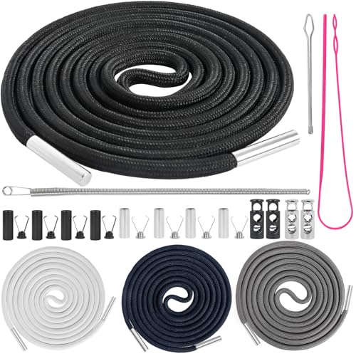 Kordel für Jogginghose-160CM, 4 Stück Band für Jogginghose, Kordel Hosenbund mit Durchziehnadel und kordelstopper,Kordel für hosenbund,Jogginggürtel für Kapuzenpullis, Hosen, Schuhe(18 Stück) von KufaerBeam