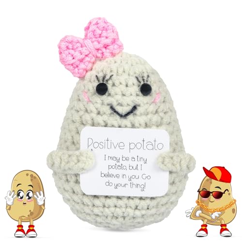 KufaerBeam Positive Potato Geschenkidee zum Geburtstag - Kreative Knitted Positive Potato Doll - Gadget Schreibtisch Niedlich Glücksbringer, originelle Geschenke für den Abschluss verbindet Schwester von KufaerBeam