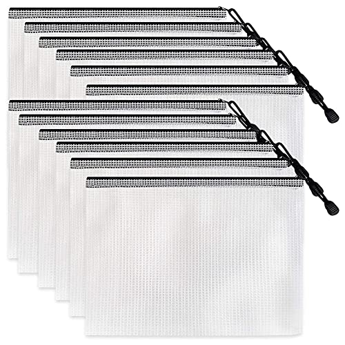Kufughty 12 StüCke ReißVerschluss Aktentasche A4 ReißVerschluss Gittergewebe Tasche Brettspiel Aufbewahrungstasche PVC Aktentasche BüRobedarf Aufbewahrungstasche (34CMx24CM) von Kufughty