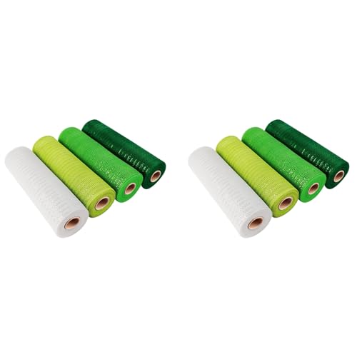 Kufughty 8 Rollen 's Day Netzband, grün-weiß, Drahtrand, 25,4 cm x 9,2 m, Deko-Mesh-Band Kufughty 8 Rollen 's Day Netzband, grün-weiß, Drahtrand, 25,4 cm x 9,2 m, Deko-Mesh-Band von Kufughty