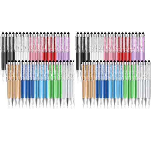 Kufughty Kristall-Kugelschreiber, glänzend, 2-in-1, schlank, Kristall-Diamant-Screen-Eingabestift, schwarze Gel-Tinte, Kugelschreiber, Glitzerstift, 80 Stück Kufughty Kristall-Kugelschreiber, glänzend, 2-in-1, schlank, Kristall-Diamant-Screen-Eingabestift, schwarze Gel-Tinte, Kugelschreiber, Glitzerstift, 80 Stück von Kufughty