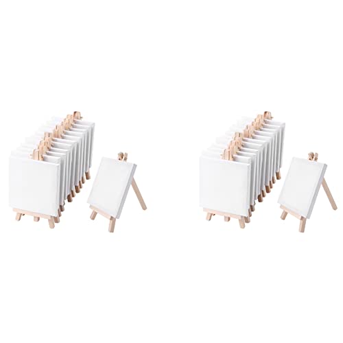 Kufughty Mini-Leinwand und 8 x 16 cm Mini-Staffelei aus Holz zum Malen, Zeichnen, Schule, Studenten, Künstlerbedarf, 24 Stück von Kufughty