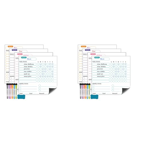 Kufughty Trocken abwischbare Aufgabendiagramm für Kinder, 8 Stück trocken abwischbare Verhaltenstabellen und 12 farbige Marker mit Radiergummi, Belohnungstabelle Kufughty Trocken abwischbare Aufgabendiagramm für Kinder, 8 Stück trocken abwischbare Verhaltenstabellen und 12 farbige Marker mit Radiergummi, Belohnungstabelle von Kufughty