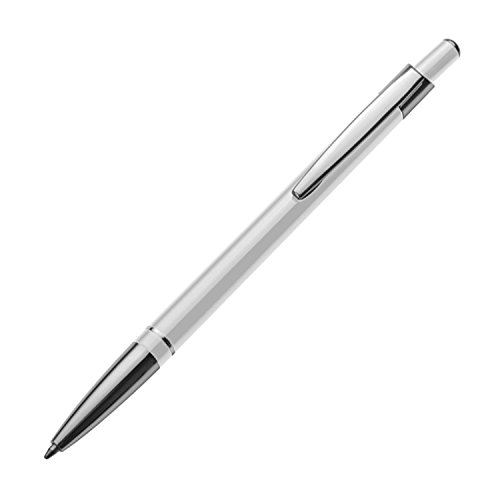 10 Kugelschreiber / aus Metall / slimline / Kugelschreiberfarbe: weiss von Kugelschreiber