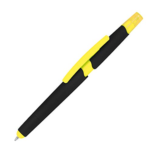 5 Touchpen Kugelschreiber mit Textmarker und Touchfunktion / Farbe: gelb von Unbekannt
