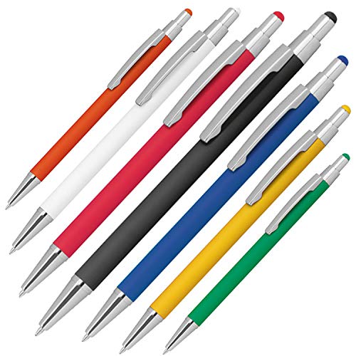 7 Touchpen Kugelschreiber aus Metall / gummiert / 7 Farben von Unbekannt