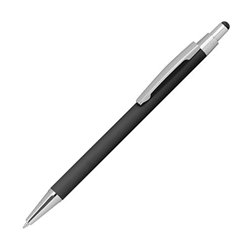 Touchpen Kugelschreiber aus Metall / gummiert / Farbe: schwarz von Unbekannt