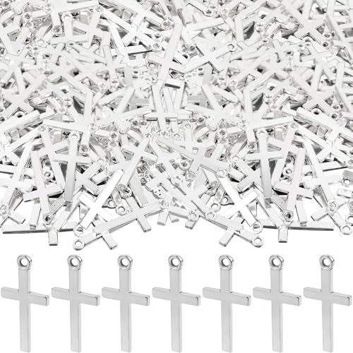 240 Stück silberne kleine Kreuz-Anhänger, Mini-Legierung, Kreuzanhänger, antikes hängendes kleines Kreuz für DIY-Halsketten, Ohrringe, Armbänder, Bastelarbeiten von Kugliwa