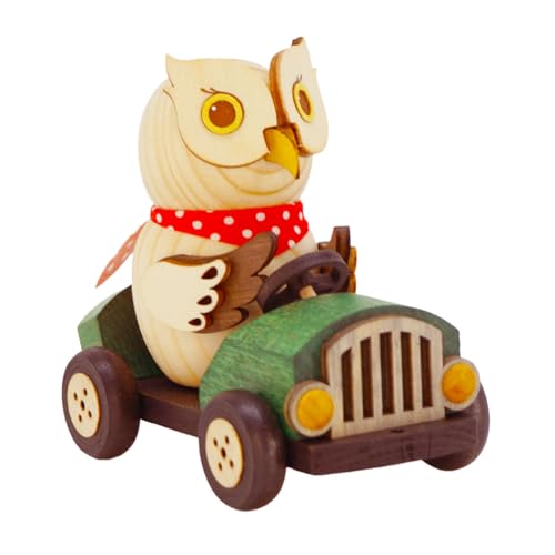 Kuhnert - Dekoration/Holzfigur - Mini Eule im Flitzer grün mit Anhängerkupplung - Größe: ca. 7cm - Made in Germany von Kuhnert