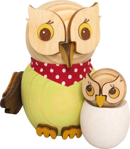 Kuhnert - Dekoration/Holzfigur - Mini Eule mit Baby - Größe: ca. 7cm - Made in Germany von Kuhnert