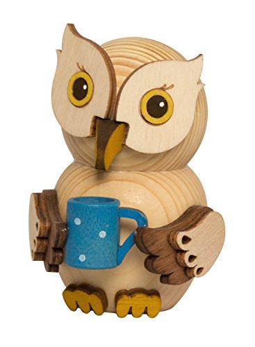 Kuhnert - Dekoration/Holzfigur - Mini Eule mit Becher - ca. 7cm - Made in Germany von Kuhnert