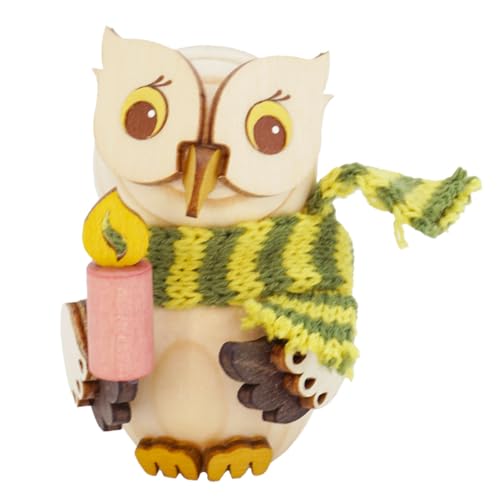 Kuhnert - Dekoration/Holzfigur - Mini Eule mit Kerze - Größe: ca. 7cm - Made in Germany von Kuhnert