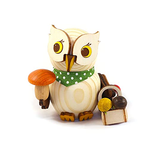 Kuhnert - Dekoration/Holzfigur - Mini Eule Pilzsucher - ca. 7cm - Made in Germany von Kuhnert