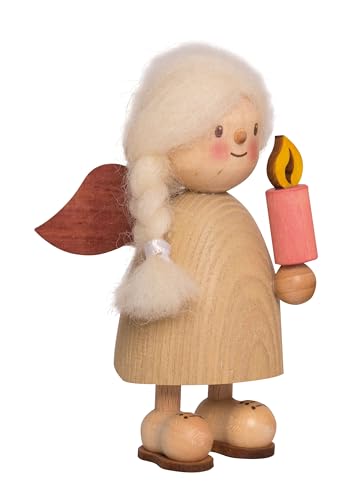 Kuhnert Drechslerei Dekoration/Holzfigur aus Massivholz mit Schafwollfrisur - Finn & Finja - Motiv: Finja als Engel mit Kerze - Höhe: ca. 9cm - Made in Germany Kuhnert Drechslerei Dekoration/Holzfigur aus Massivholz mit Schafwollfrisur - Finn & Finja - Motiv: Finja als Engel mit Kerze - Höhe: ca. 9cm - Made in Germany von Kuhnert