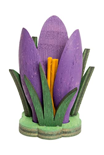 Kuhnert Drechslerei Osterdekoration/Osterhase Zubehör: „Krokus lila“ - ca. 5 cm, aus feinstem Holz, für EIN Bezauberndes Osterfest oder eine dauerhafte Dekoration, Holzkunst Made in Germany von Kuhnert