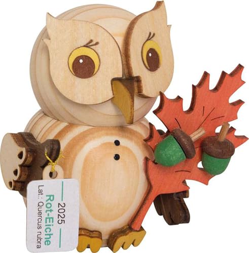 Kuhnert - Limitierte Edition Dekoration/Holzfigur - Mini Eule Roteiche - Größe: ca. 7cm - Made in Germany von Kuhnert