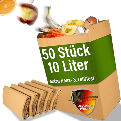 Biomüllbeutel 10L I 50Stk Bio Müllbeutel plastikfrei I Biomüllbeutel Papier nass & reißfest I Papiertüten für Biomüll I Biomülltüten Papier Biomüllbeutel 10L I 50Stk Bio Müllbeutel plastikfrei I Biomüllbeutel Papier nass & reißfest I Papiertüten für Biomüll I Biomülltüten Papier von Kuhnhammer