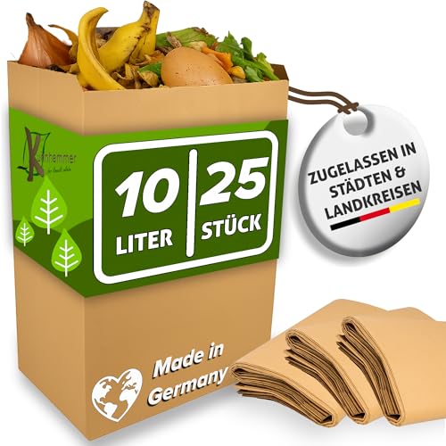 Biomüllbeutel 10L Papier - 25 Stk - Bio-Müllbeutel & Biomülltüten - zugelassen in Städten & Landkreisen - Plastikfrei - Kompostierbar & Reißfest Biomüllbeutel 10L Papier - 25 Stk - Bio-Müllbeutel & Biomülltüten - zugelassen in Städten & Landkreisen - Plastikfrei - Kompostierbar & Reißfest von Kuhnhammer