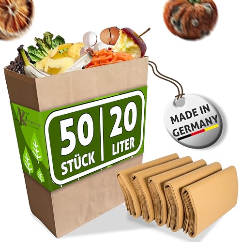 Biomüllbeutel 20L I 50Stk Bio Müllbeutel plastikfrei I Biomüllbeutel Papier nass & reißfest I Papiertüten für Biomüll I Biomülltüten Papier Biomüllbeutel 20L I 50Stk Bio Müllbeutel plastikfrei I Biomüllbeutel Papier nass & reißfest I Papiertüten für Biomüll I Biomülltüten Papier von Kuhnhammer
