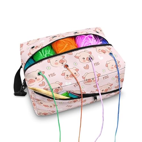 Kuiaobaty Cartoon-Schweine-Häkeltasche, große Stricktasche, rosa süßes Schwein, tragbare Häkelwerkzeuge, Strickgarn, Aufbewahrungstasche für Reisen Kuiaobaty Cartoon-Schweine-Häkeltasche, große Stricktasche, rosa süßes Schwein, tragbare Häkelwerkzeuge, Strickgarn, Aufbewahrungstasche für Reisen von Kuiaobaty