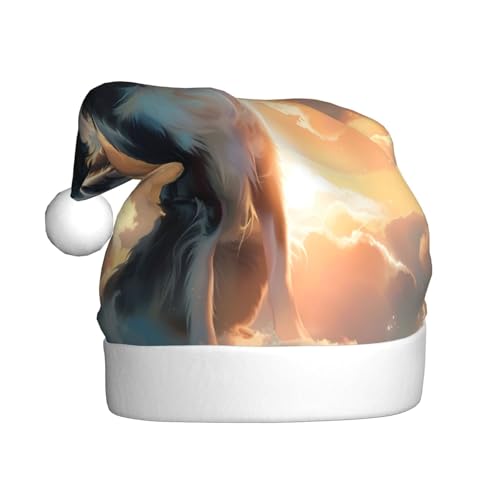 Kuilepa Cloud Border Collie Weihnachtshut, Weihnachtsmannhut, Weihnachtsmütze für Erwachsene, verdickte Weihnachtsmannmützen für Weihnachten, Neujahr, Partyzubehör von Kuilepa