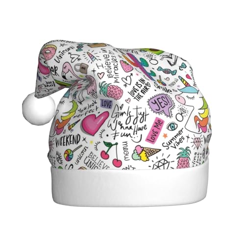 Kuilepa Einhorn-Weihnachtsmütze, Weihnachtsmannhut, Weihnachtsmütze für Erwachsene, verdickte Weihnachtsmannmützen für Weihnachten, Neujahr, Partyzubehör von Kuilepa